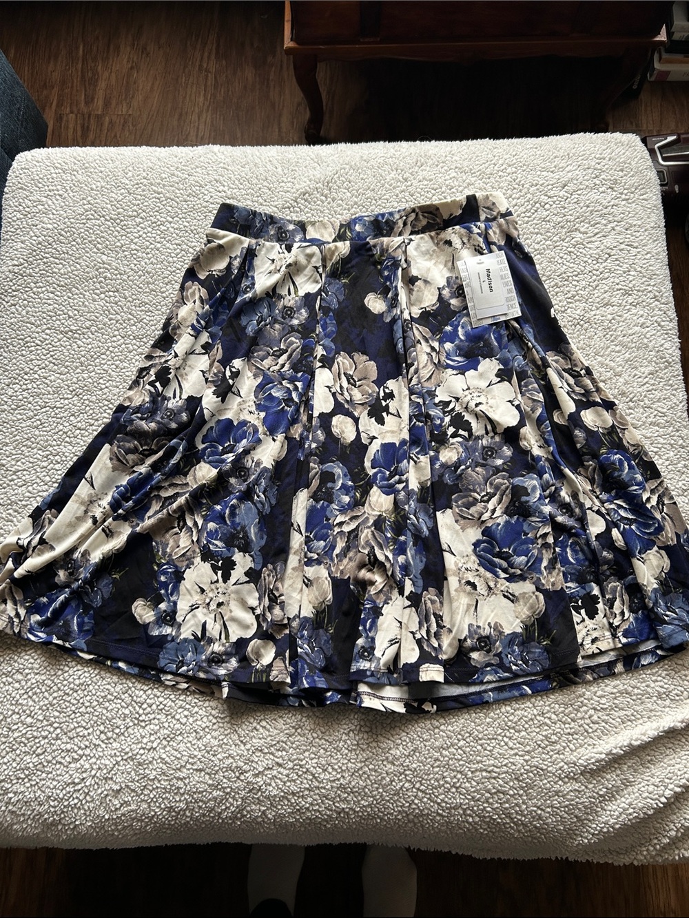 LuLaRoe Navy and Cream Floral Skater Skirt